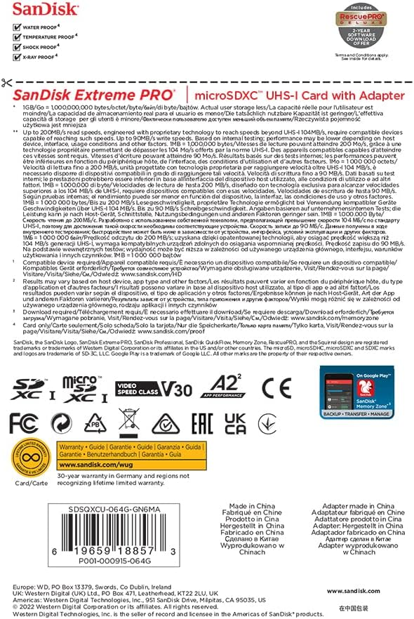 SanDisk 64GB Extreme PRO microSDXC Card SanDisk 64GB Extreme PRO microSDXC Card